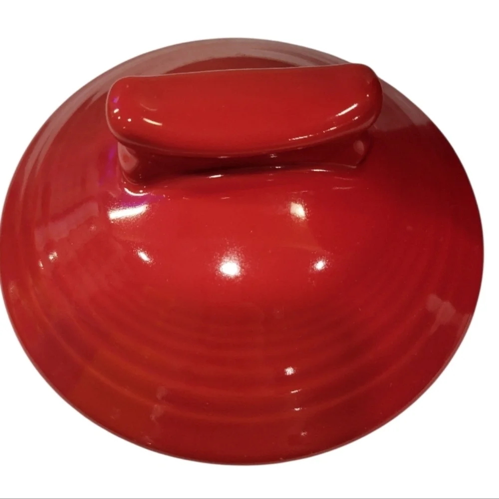FIESTA MEDIUM pet dog bone CANISTER treat cookie CROCK SCARLET